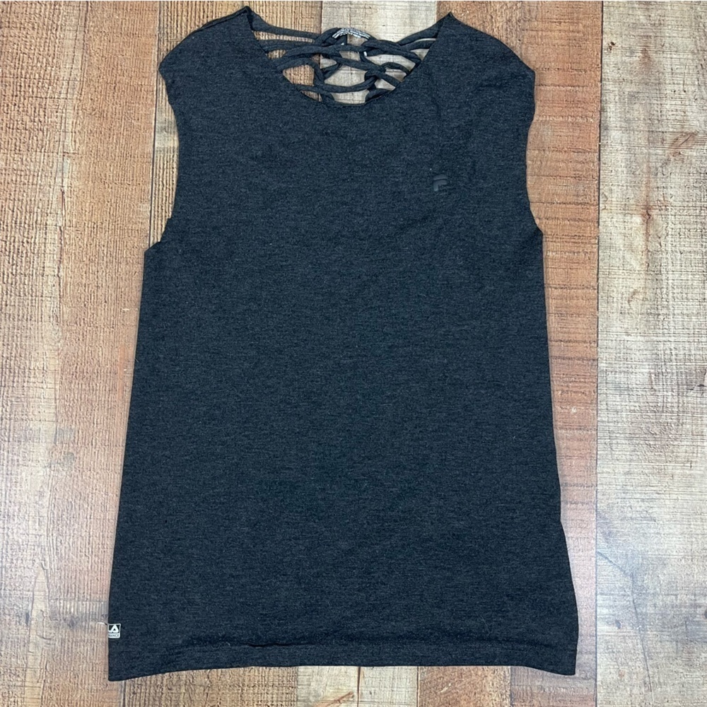 FILA Sport Medium Basket Weave Open Back Mesh Tank Top Workout Y2K Grunge